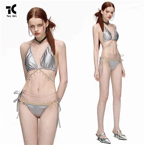 Hot 2024 New Fashion Bikini Luxury Bathing Suits Light Sensitive Triangle Bikini Jewelry Skirt