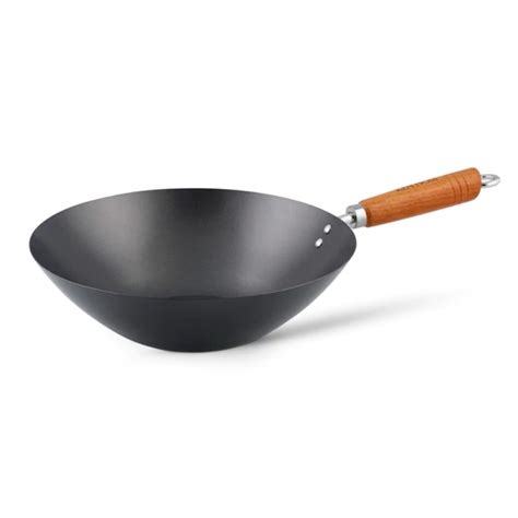 Wok Ken Hom de acero carbono y antiadherente Ø31 cm con mango madera