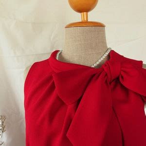 Red Summer Dress Pussy Bow Valentine Christmas Costume Modest Etsy