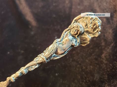 VICTORIAN STERLING SILVER SOUVENIR SPOON ART NOUVEAU NUDE MERMAID ONTINAGON MI 666833