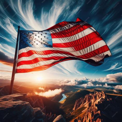 American Flag At Sunset Premium Ai Generated Image