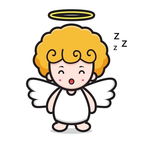 cute angel cartoon character sleeping 2084176 Vector Art at Vecteezy