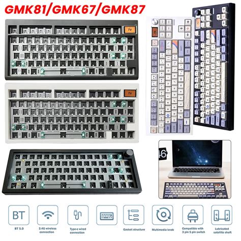 GMK67 GMK81 GMK87 Hot Swappable Mechanical Keyboard Bluetooth 2 4G Wireless RGB Backlit Gasket