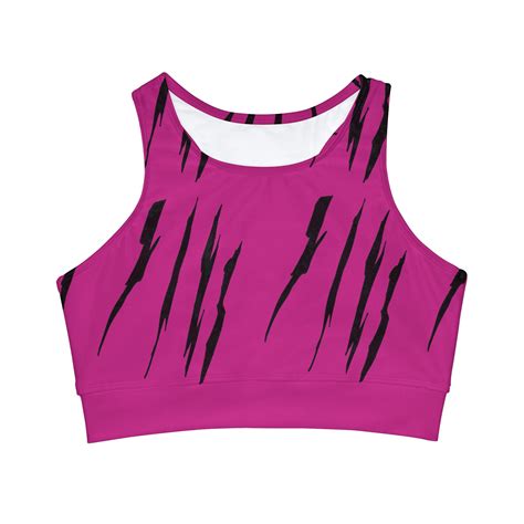 Effete Feline Claw Marks Scratch High Neck Crop Bikini Top AOP Walmart