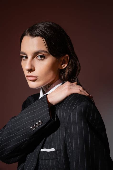 Portrait Of Elegant Brunette Woman In Stock Image Image Of Woman