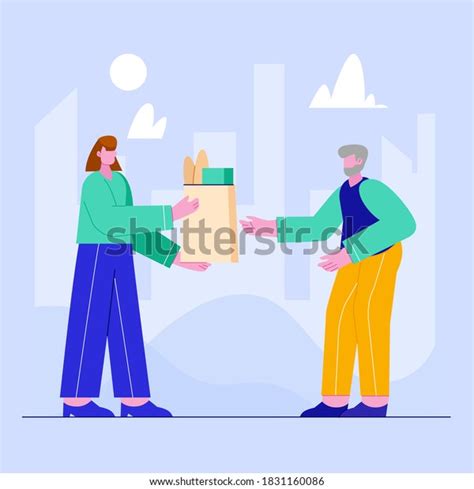 Illustration Volunteer People Doing Charity Activities Stock Vector