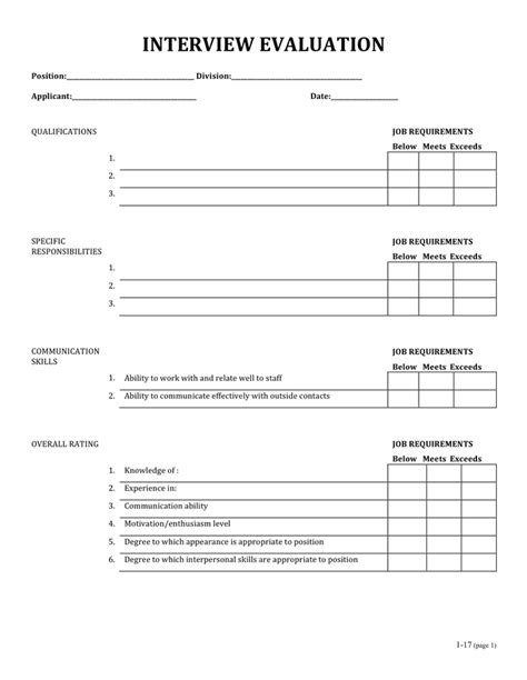 Interview Evaluation Form Download Free Documents For Pdf Word And Excel