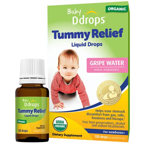 Baby Ddrops Gripe Water for Babies, Liquid Organic Tummy Relief Drops