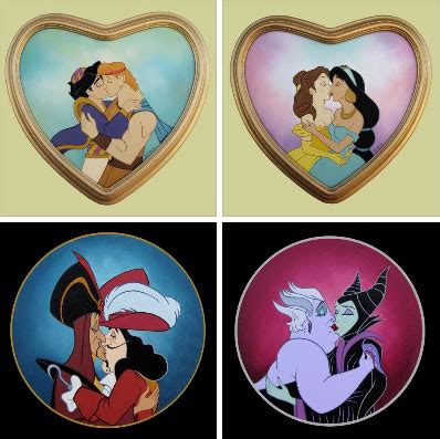 Artista mexicano retrata beijo lésbico gay entre personagens da Disney Gay1