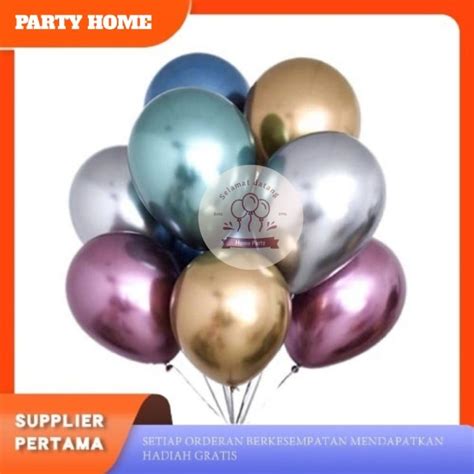 Jual Balon Latex Chrome Inch Double Metalik Isi Pcs Shopee Indonesia