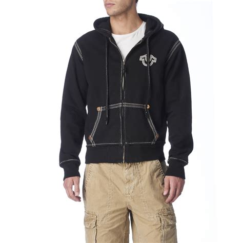 True Religion Zip Up Hoodie In Black For Men Lyst