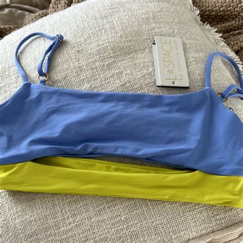 L Space Swim Lspace Kelli Pel Blue Neon Color Block Cut Out Bikini
