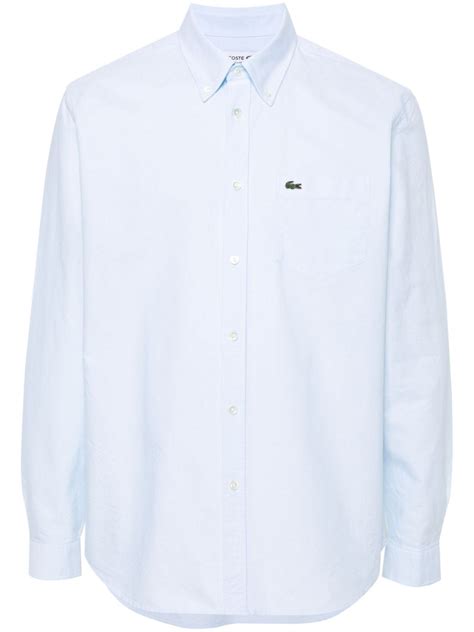 Lacoste Logo Patch Cotton Shirt Farfetch