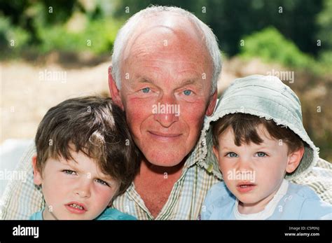 grandfather   grandsons portrait stock photo alamy
