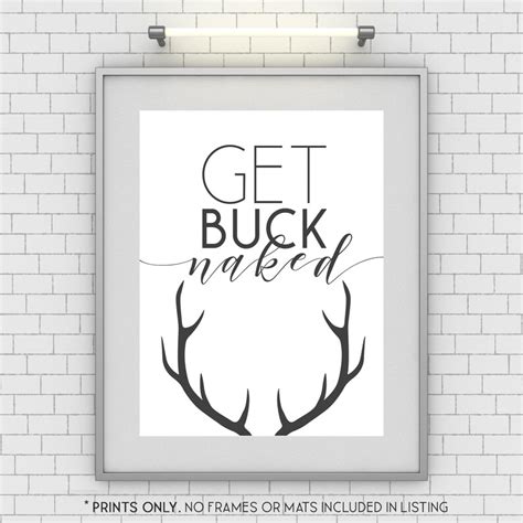 Get Buck Naked Funny Bathroom Restroom Sign Unframed X Etsy