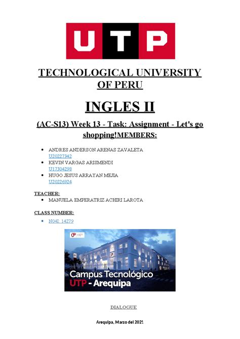 Semana Dialogue Aaa Technological University Of Peru Ingles Ii