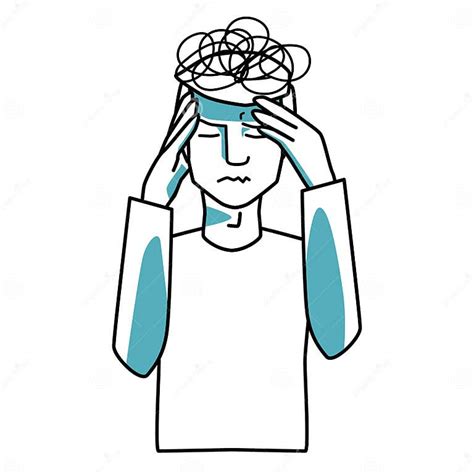 Stressed Male Character Holding Hands On His Head Man Closed His Eyes