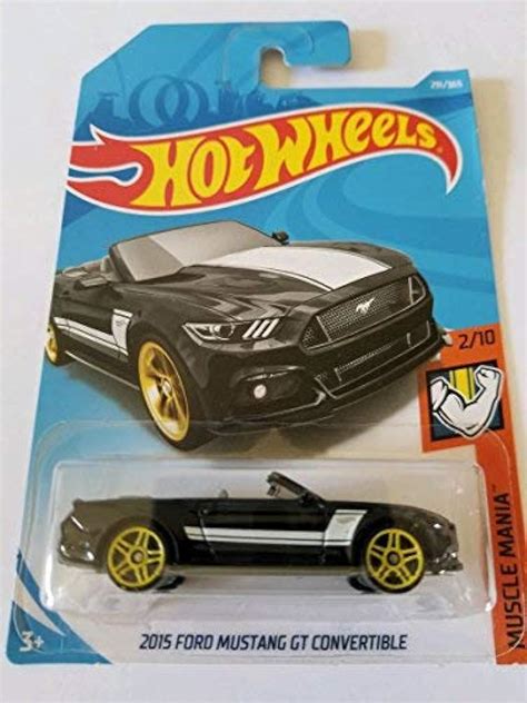 Amazon Hot Wheels Muscle Mania 2 10 Black 2015 Ford Mustang GT Convertible 291 365 50TH