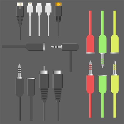 Premium Vector Different Types Of Universal Computer Cable Connectors Cables Microusb Miniusb