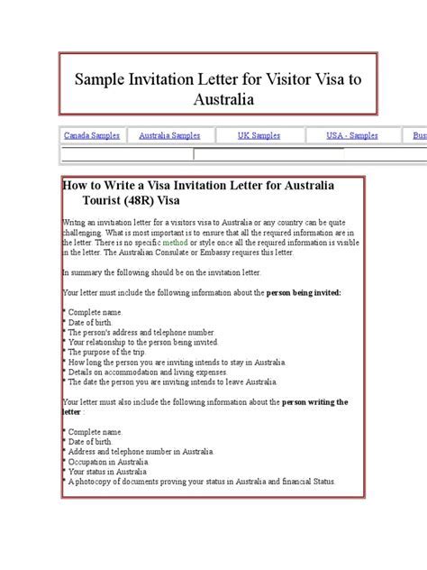 sample invitation letter  australian visitor visa  parents
