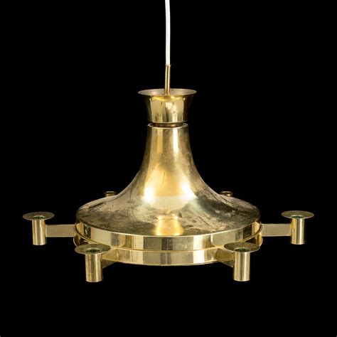 TAKLAMPA mässing med sex ljusarmar Fagerhults 1900 tal Bukowskis