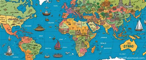 flat style map  earth cities stable diffusion