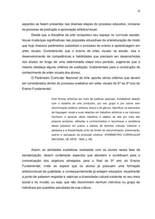 A AVALIAÇÃO EM ARTES VISUAIS: Considerações Preliminares | PDF