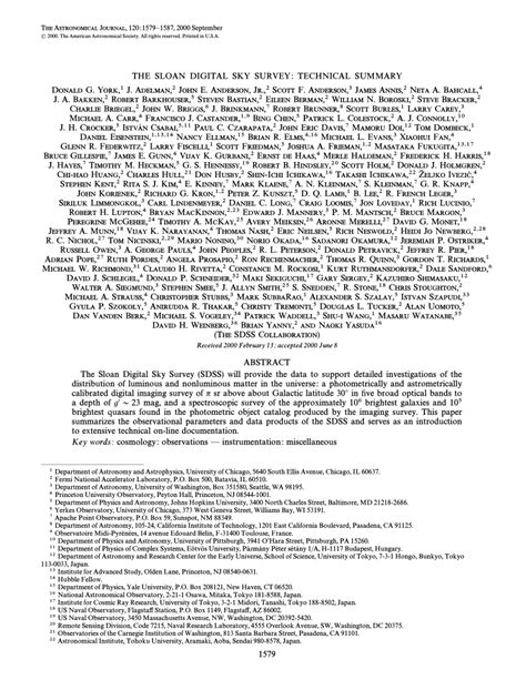 (PDF) The Sloan Digital Sky Survey: Technical Summary