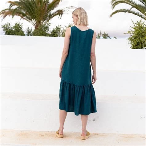 Linen Maxi Dress Patna Drop Ruffle Not Perfect Linen
