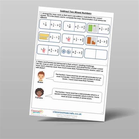 Year 5 Subtract Two Mixed Numbers Reasoning And Problem Solving