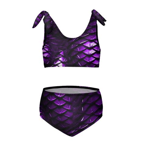 Purple Dragon Scales Girl S 2 Piece Bikini Set Beach Sport Swimsuit Swimwear 7 9Y120cm