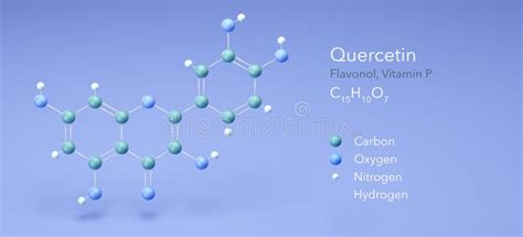 Quercetin, Flavonol, Vitamin P. Molecular Structure 3d Rendering ...