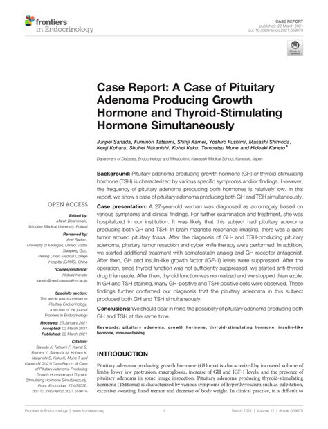 Pdf Case Report A Case Of Pituitary Adenoma Producing Growth Hormone