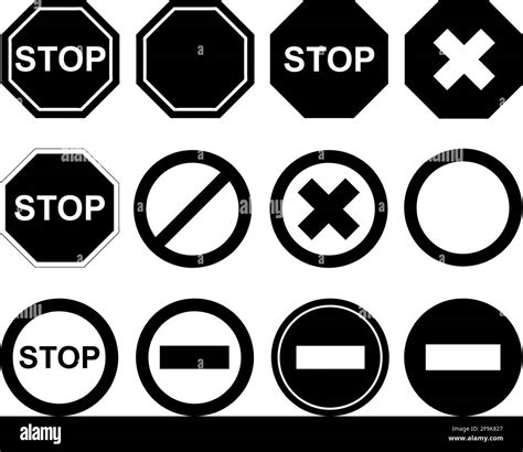 Collection Of Different Stop Signs Isolated On White Stock Vector Image