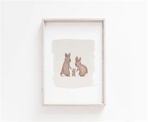 Bunny Nursery Wall Art Bunny Nursery Decor Nursery Prints Neutral