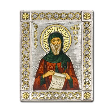 Icoana Din Argint Sfantul Antonie Cel Mare 15x19 Cm Icoane Din