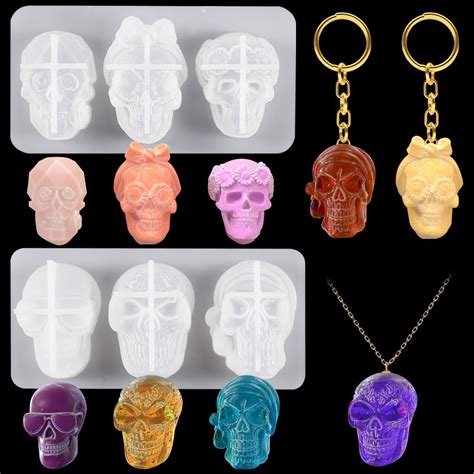 Amazon Fineinno Pcs Skull Resin Molds Cavities D Skull Head