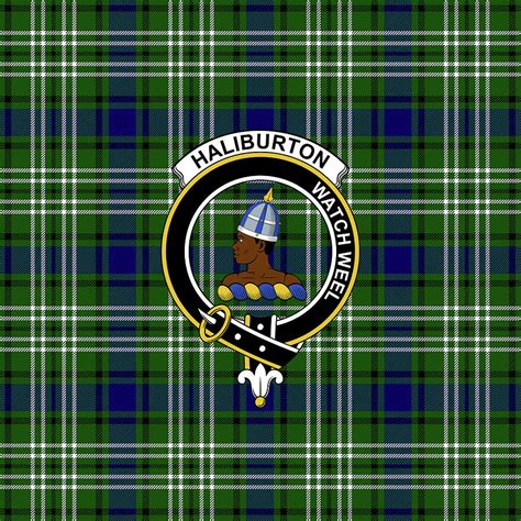 Haliburton Tartan Clan Badge Weekender Tote Bag K1 Mixed Media By Tai