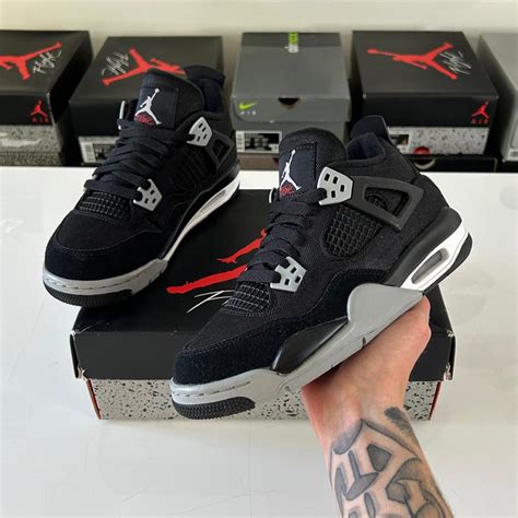 Air Jordan 4 Retro 'Black Canvas' (GS) - Depop