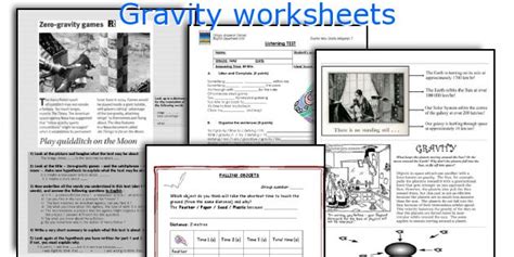 Free Printable Gravity Worksheets