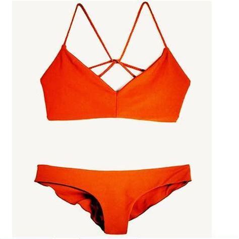 Red Two Piece Back Sexy Design Swimwear Bathsuit Swimsuit Polyline Two Piece Bikini On Luulla