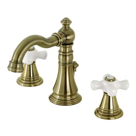 Kingston Brass American Classic 2 Handle 8 In Widespread Bathroom Faucets With Pop Up Drain In