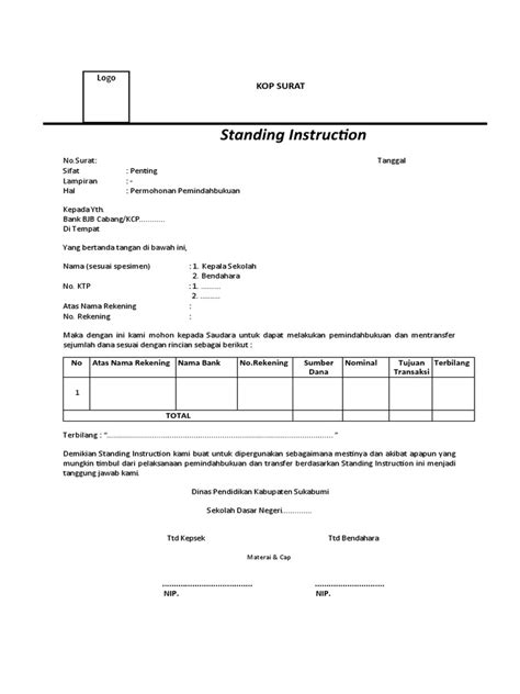Contoh Standing Instruction Ok Pdf