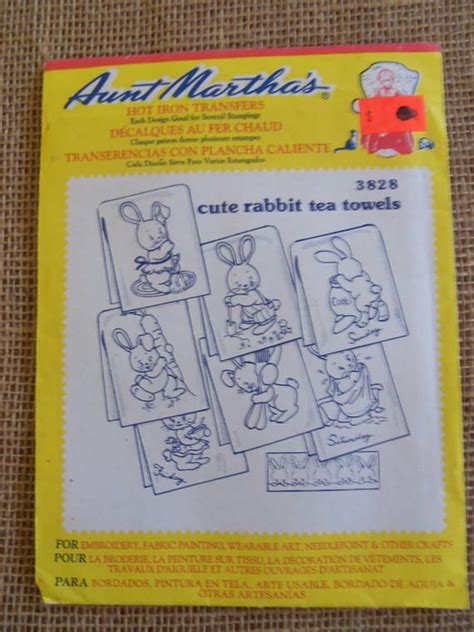 Aunt Martha S Cute Rabbit Tea Towels Hot Iron Transfers