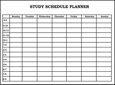 Free Printable Study Schedule Printable Templates