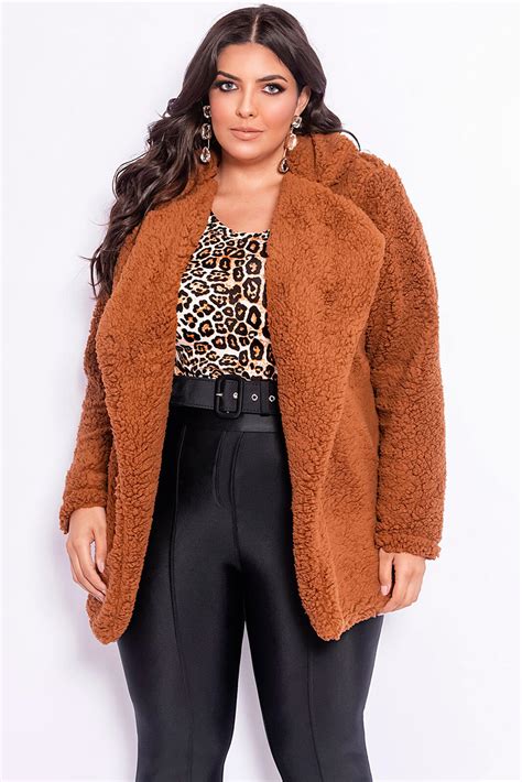 Casaco Plus Size Teddy Marrom Vk Moda Plus Size