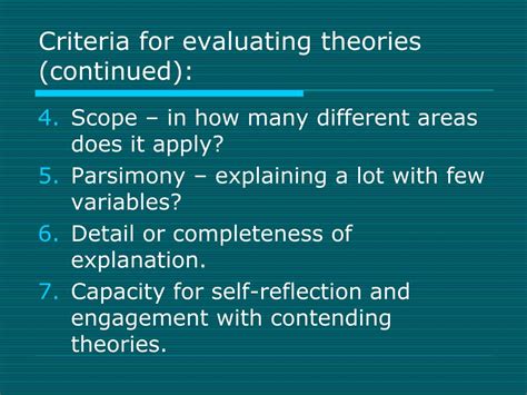 PPT - Plan for Today : Evaluating Theories and Introduction to Realism ... 