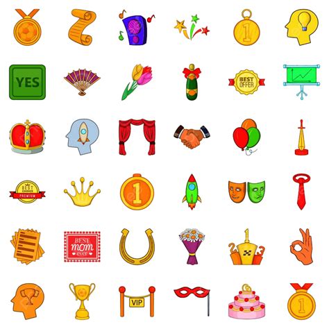 Set Cartoon Vector Hd Images Prize Icons Set Icon Cartoon Honor Head