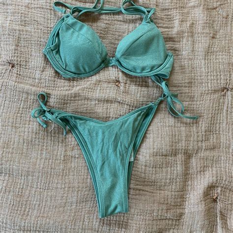 Hollister Shimmer Mint Blue Bikini No Flaws Depop