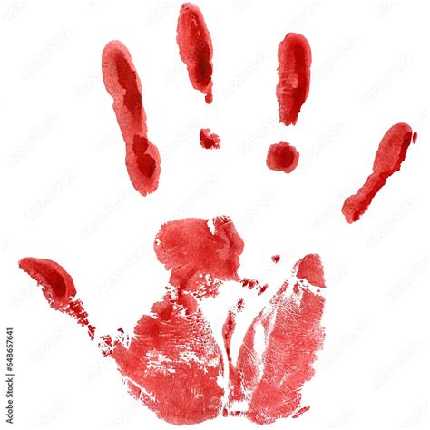 Bloody hand print isolated on white background. Handprint blood smeared ...
